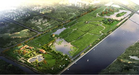 展板首页使用--山东省胶南市湿地总鸟瞰图